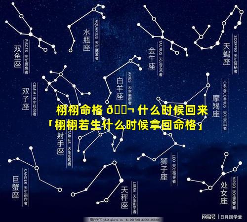 栩栩命格 🐬 什么时候回来「栩栩若生什么时候拿回命格」